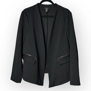 Alfani Black Women's Blazer with Zipper Accents L